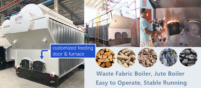 horizontal wood waste jute fired steam boiler, textile mill steam boiler