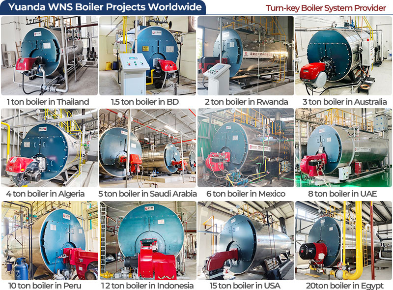 Yuanda wns gas or oil fired steam boiler projects worldwide, trun key boiler supplier